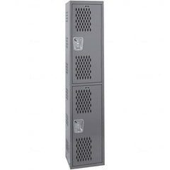 Hallowell - 2 Door, 2 Tier, Heavy-Duty Ventilated Wardrobe & Box Lockers - Eagle Tool & Supply
