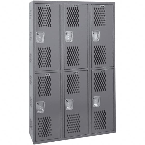 Hallowell - 6 Door, 2 Tier, Heavy-Duty Ventilated Wardrobe & Box Lockers - Eagle Tool & Supply
