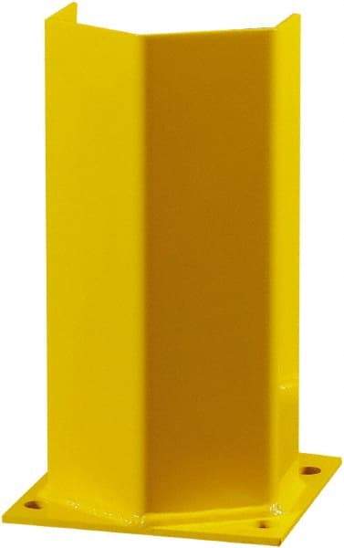 Hallowell - 12" High, Yellow Steel Post Protector - 7" Wide x 7" Long Mounting Plate, 9 Lb - Eagle Tool & Supply