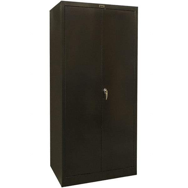 Hallowell - 4 Shelf Combination Storage Cabinet - Steel, 48" Wide x 18" Deep x 78" High, Black - Eagle Tool & Supply