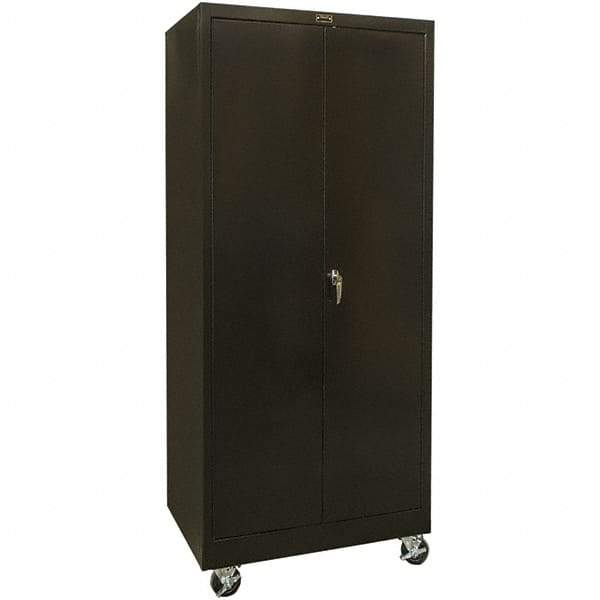 Hallowell - 4 Shelf Mobile Storage Cabinet - Steel, 36" Wide x 24" Deep x 78" High, Black - Eagle Tool & Supply