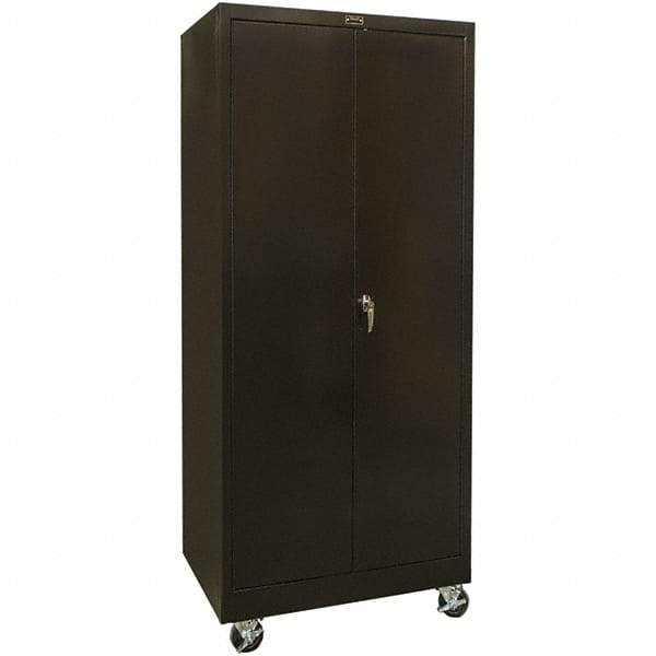Hallowell - 4 Shelf Mobile Storage Cabinet - Steel, 48" Wide x 24" Deep x 78" High, Black - Eagle Tool & Supply