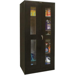 Hallowell - 4 Shelf Combination Storage Cabinet - Steel, 48" Wide x 18" Deep x 78" High, Black - Eagle Tool & Supply