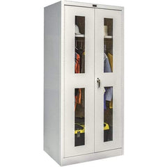 Hallowell - 1 Shelf Wardrobe Storage Cabinet - Steel, 36" Wide x 18" Deep x 78" High, Platinum - Eagle Tool & Supply