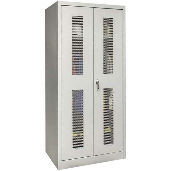 Hallowell - 1 Shelf Wardrobe Storage Cabinet - Steel, 36" Wide x 24" Deep x 78" High, Platinum - Eagle Tool & Supply