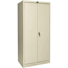 Hallowell - 4 Shelf Locking Storage Cabinet - Steel, 48" Wide x 18" Deep x 72" High, Tan - Eagle Tool & Supply