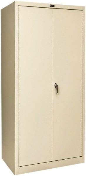Hallowell - 4 Shelf Locking Storage Cabinet - Steel, 36" Wide x 24" Deep x 72" High, Tan - Eagle Tool & Supply
