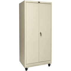 Hallowell - 4 Shelf Mobile Storage Cabinet - Steel, 48" Wide x 24" Deep x 72" High, Tan - Eagle Tool & Supply