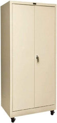 Hallowell - 4 Shelf Mobile Storage Cabinet - Steel, 36" Wide x 24" Deep x 72" High, Tan - Eagle Tool & Supply