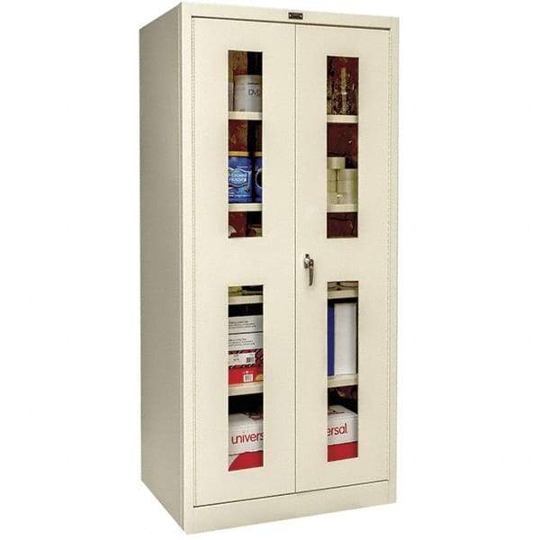 Hallowell - 4 Shelf Locking Storage Cabinet - Steel, 48" Wide x 18" Deep x 72" High, Tan - Eagle Tool & Supply