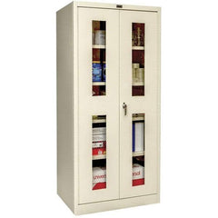 Hallowell - 4 Shelf Locking Storage Cabinet - Steel, 48" Wide x 18" Deep x 72" High, Tan - Eagle Tool & Supply