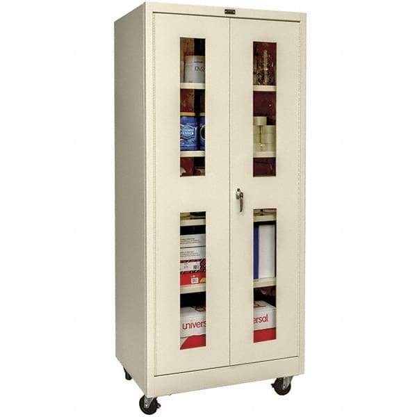 Hallowell - 4 Shelf Mobile Storage Cabinet - Steel, 36" Wide x 24" Deep x 72" High, Tan - Eagle Tool & Supply