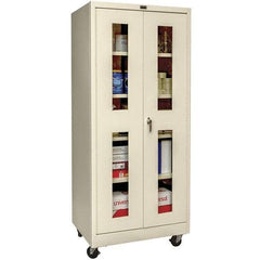 Hallowell - 4 Shelf Mobile Storage Cabinet - Steel, 36" Wide x 24" Deep x 72" High, Tan - Eagle Tool & Supply