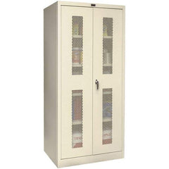 Hallowell - 4 Shelf Locking Storage Cabinet - Steel, 48" Wide x 18" Deep x 72" High, Tan - Eagle Tool & Supply