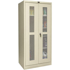 Hallowell - 4 Shelf Combination Storage Cabinet - Steel, 48" Wide x 18" Deep x 72" High, Tan - Eagle Tool & Supply