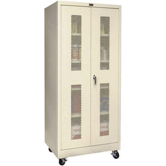 Hallowell - 4 Shelf Mobile Storage Cabinet - Steel, 36" Wide x 24" Deep x 72" High, Tan - Eagle Tool & Supply