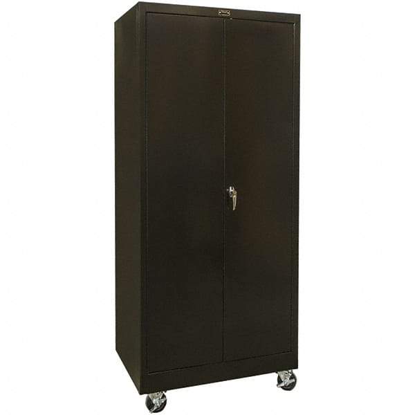 Hallowell - 4 Shelf Mobile Storage Cabinet - Steel, 36" Wide x 24" Deep x 72" High, Black - Eagle Tool & Supply