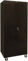 Hallowell - 4 Shelf Mobile Storage Cabinet - Steel, 36" Wide x 24" Deep x 72" High, Black - Eagle Tool & Supply