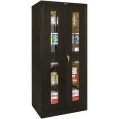 Hallowell - 4 Shelf Locking Storage Cabinet - Steel, 48" Wide x 18" Deep x 72" High, Black - Eagle Tool & Supply