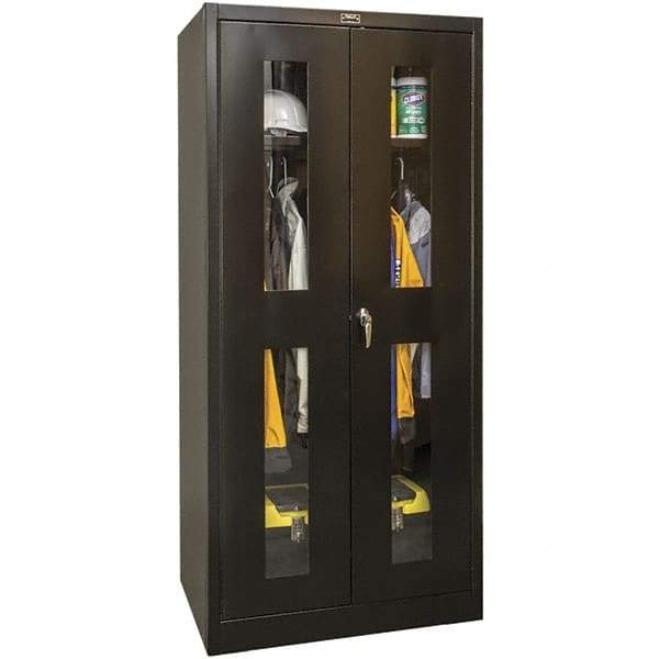 Hallowell - 1 Shelf Wardrobe Storage Cabinet - Steel, 36" Wide x 18" Deep x 72" High, Black - Eagle Tool & Supply