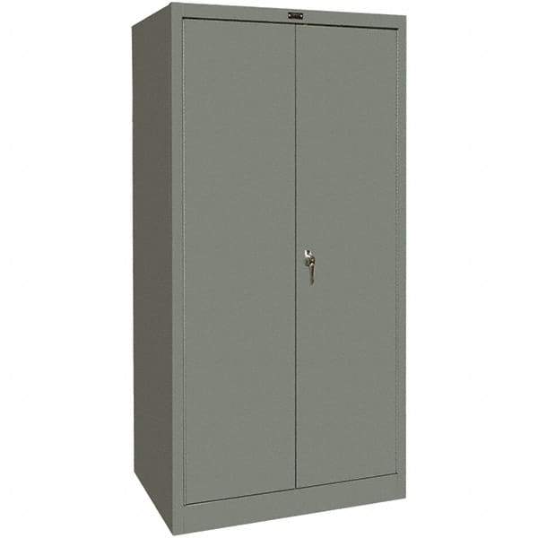 Hallowell - 4 Shelf Combination Storage Cabinet - Steel, 36" Wide x 18" Deep x 72" High, Gray - Eagle Tool & Supply