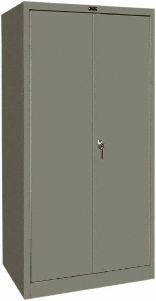 Hallowell - 4 Shelf Combination Storage Cabinet - Steel, 36" Wide x 24" Deep x 72" High, Gray - Eagle Tool & Supply