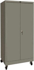 Hallowell - 4 Shelf Mobile Storage Cabinet - Steel, 36" Wide x 24" Deep x 72" High, Gray - Eagle Tool & Supply