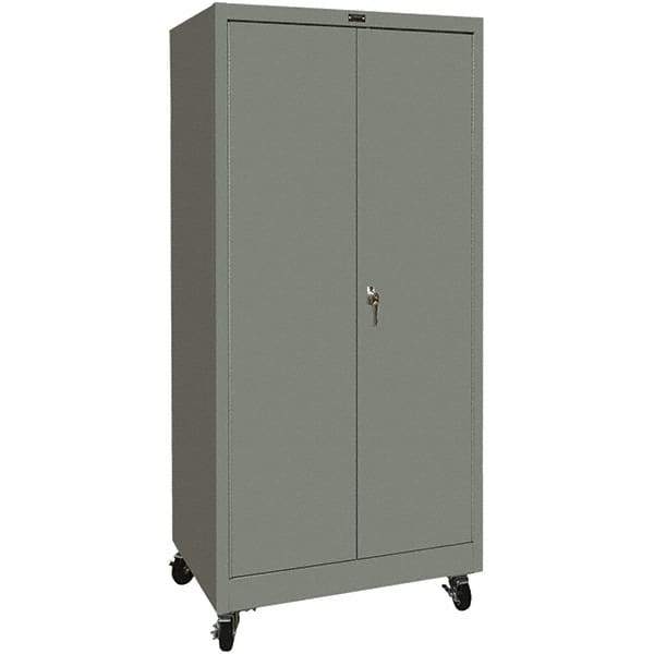 Hallowell - 4 Shelf Mobile Storage Cabinet - Steel, 48" Wide x 24" Deep x 72" High, Gray - Eagle Tool & Supply