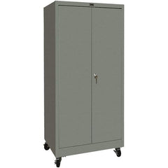 Hallowell - 4 Shelf Mobile Storage Cabinet - Steel, 48" Wide x 24" Deep x 72" High, Gray - Eagle Tool & Supply