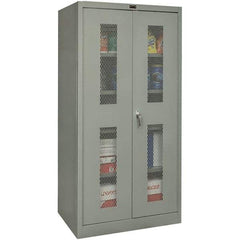 Hallowell - 4 Shelf Locking Storage Cabinet - Steel, 48" Wide x 18" Deep x 72" High, Gray - Eagle Tool & Supply