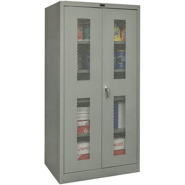 Hallowell - 4 Shelf Locking Storage Cabinet - Steel, 48" Wide x 18" Deep x 72" High, Gray - Eagle Tool & Supply
