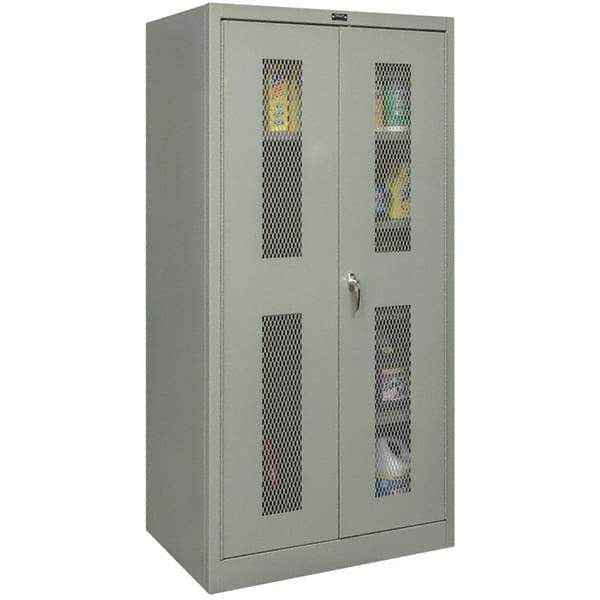 Hallowell - 4 Shelf Combination Storage Cabinet - Steel, 48" Wide x 18" Deep x 72" High, Gray - Eagle Tool & Supply