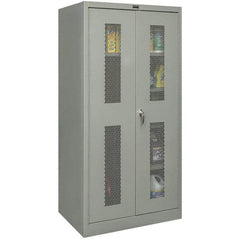 Hallowell - 4 Shelf Combination Storage Cabinet - Steel, 48" Wide x 18" Deep x 72" High, Gray - Eagle Tool & Supply