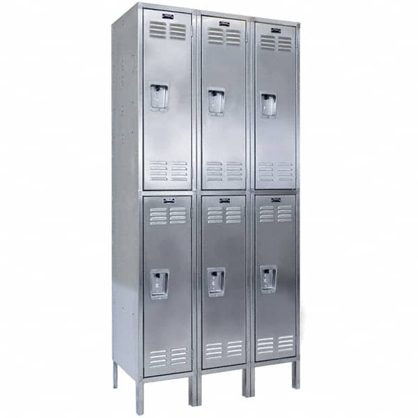 Hallowell - 6 Door, 2 Tier, Stainless Steel Locker - Eagle Tool & Supply