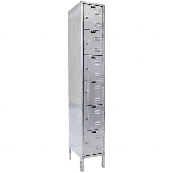 Hallowell - 6 Door, 6 Tier, Stainless Steel Locker - Eagle Tool & Supply