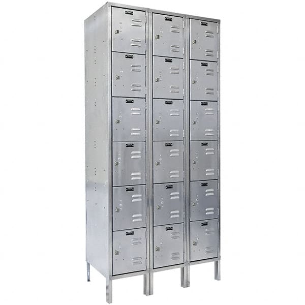 Hallowell - 18 Door, 6 Tier, Stainless Steel Locker - Eagle Tool & Supply