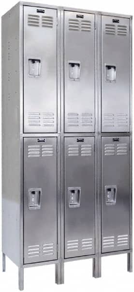 Hallowell - 6 Door, 2 Tier, Stainless Steel Locker - Eagle Tool & Supply