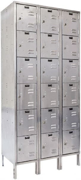 Hallowell - 18 Door, 6 Tier, Stainless Steel Locker - Eagle Tool & Supply