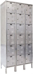 Hallowell - 18 Door, 6 Tier, Stainless Steel Locker - Eagle Tool & Supply
