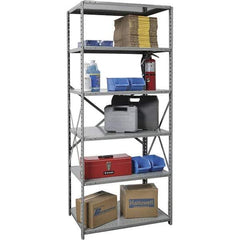Hallowell - 6 Shelf Starter Medium-Duty Open Steel Shelving - 500 Lb Capacity, 36" Wide x 87" High x 24" Deep, Gray - Eagle Tool & Supply