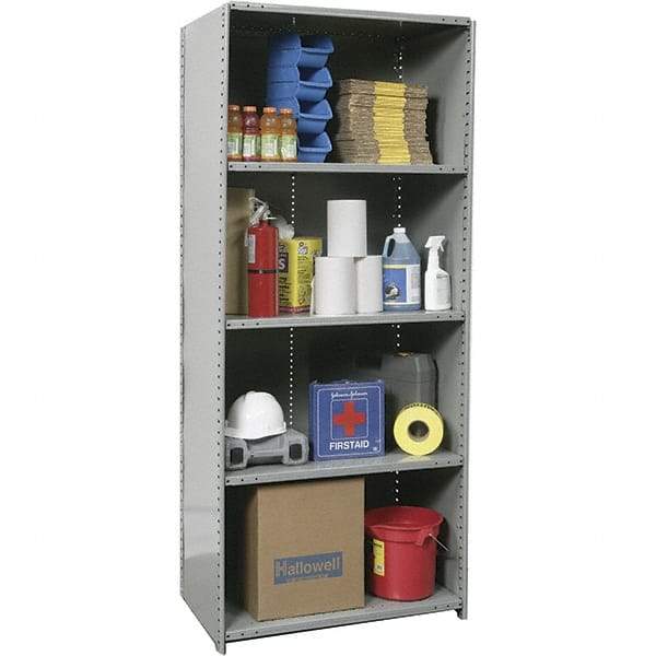 Hallowell - 5 Shelf, 1,250 Lb. Capacity, Closed Shelving Starter Unit - 36 Inch Wide x 24 Inch Deep x 87 Inch High, Gray - Eagle Tool & Supply