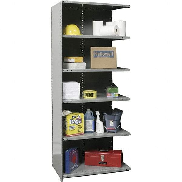 Hallowell - 6 Shelf, 900 Lb. Capacity, Closed Shelving Add-On Unit - 48 Inch Wide x 18 Inch Deep x 87 Inch High, Gray - Eagle Tool & Supply