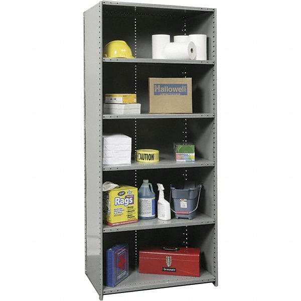 Hallowell - 6 Shelf, 1,250 Lb. Capacity, Closed Shelving Starter Unit - 36 Inch Wide x 24 Inch Deep x 87 Inch High, Gray - Eagle Tool & Supply