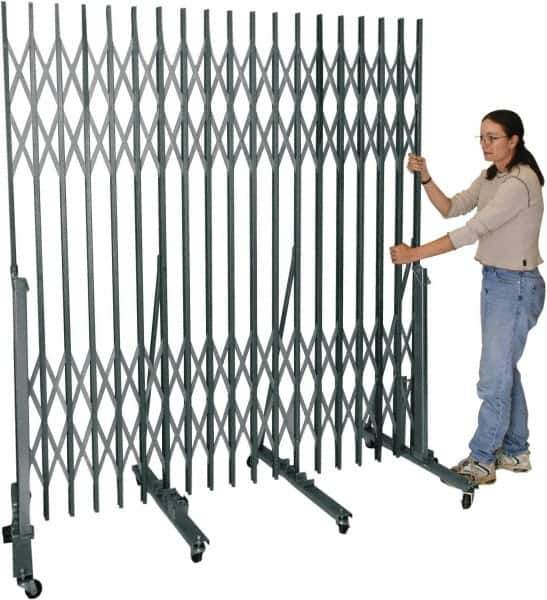 Hallowell - 6.54' High Portable Traffic Control Gate - Steel, Silver - Eagle Tool & Supply