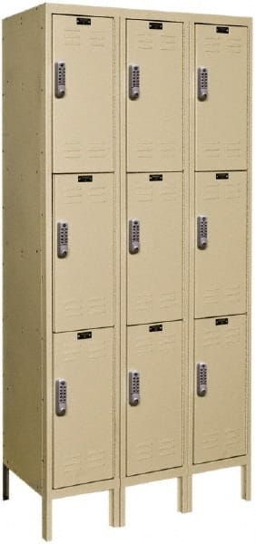 Hallowell - 9 Door, 3 Tier, Electronic Access Lockers - Eagle Tool & Supply