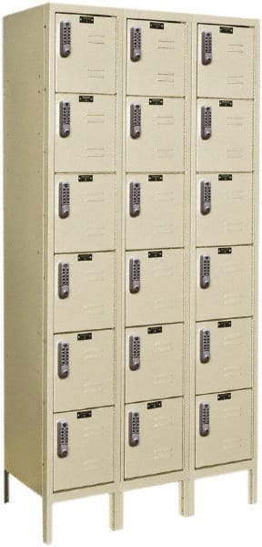 Hallowell - 18 Door, 6 Tier, Electronic Access Lockers - Eagle Tool & Supply