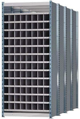 Hallowell - 96 Bin Heavy-Duty Deep Bin Industrial Shelving - 36 Inch Overall Width x 96 Inch Overall Depth x 87 Inch Overall Height, Blue and Platinum Steel Bins - Eagle Tool & Supply