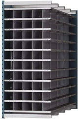 Hallowell - 50 Bin Heavy-Duty Deep Bin Industrial Shelving - 36 Inch Overall Width x 96 Inch Overall Depth x 87 Inch Overall Height, Blue and Platinum Steel Bins - Eagle Tool & Supply