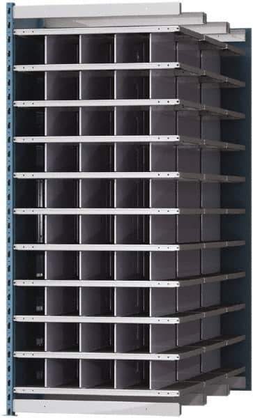 Hallowell - 50 Bin Heavy-Duty Deep Bin Industrial Shelving - 36 Inch Overall Width x 72 Inch Overall Depth x 87 Inch Overall Height, Blue and Platinum Steel Bins - Eagle Tool & Supply