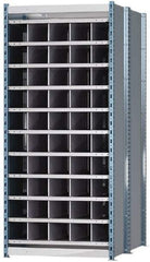 Hallowell - 50 Bin Heavy-Duty Deep Bin Industrial Shelving - 36 Inch Overall Width x 48 Inch Overall Depth x 87 Inch Overall Height, Blue and Platinum Steel Bins - Eagle Tool & Supply